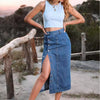 Mariana™ – Casual Button Front Slit Skirt